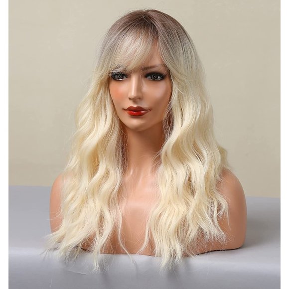 OmbrePlatinum Blonde -Curtain Bangs - Picture 3 of 7